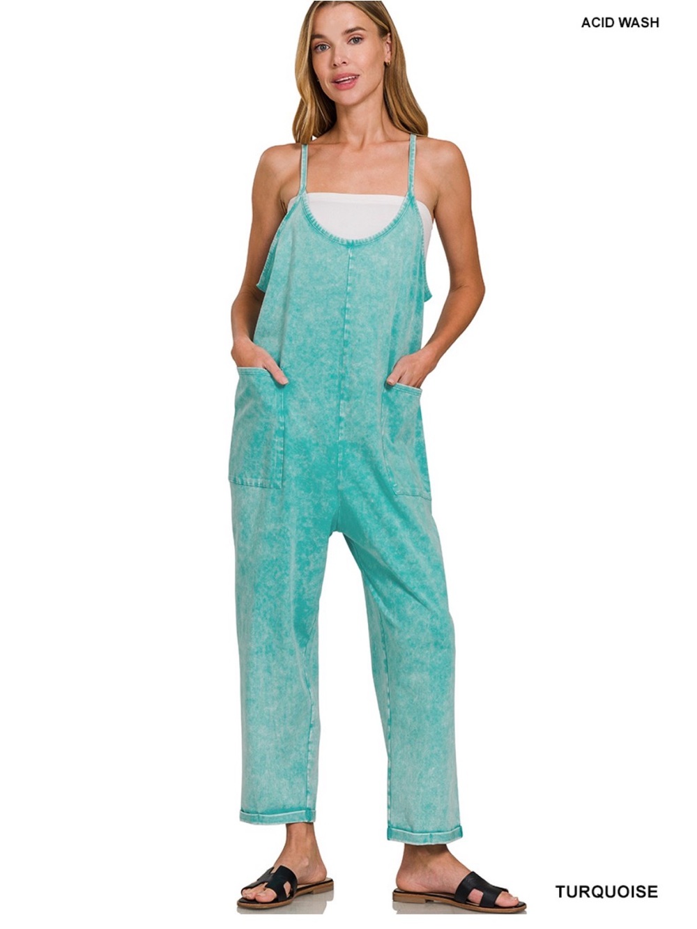 Zenana Outfitters Turquoise Jumpsuit Romper